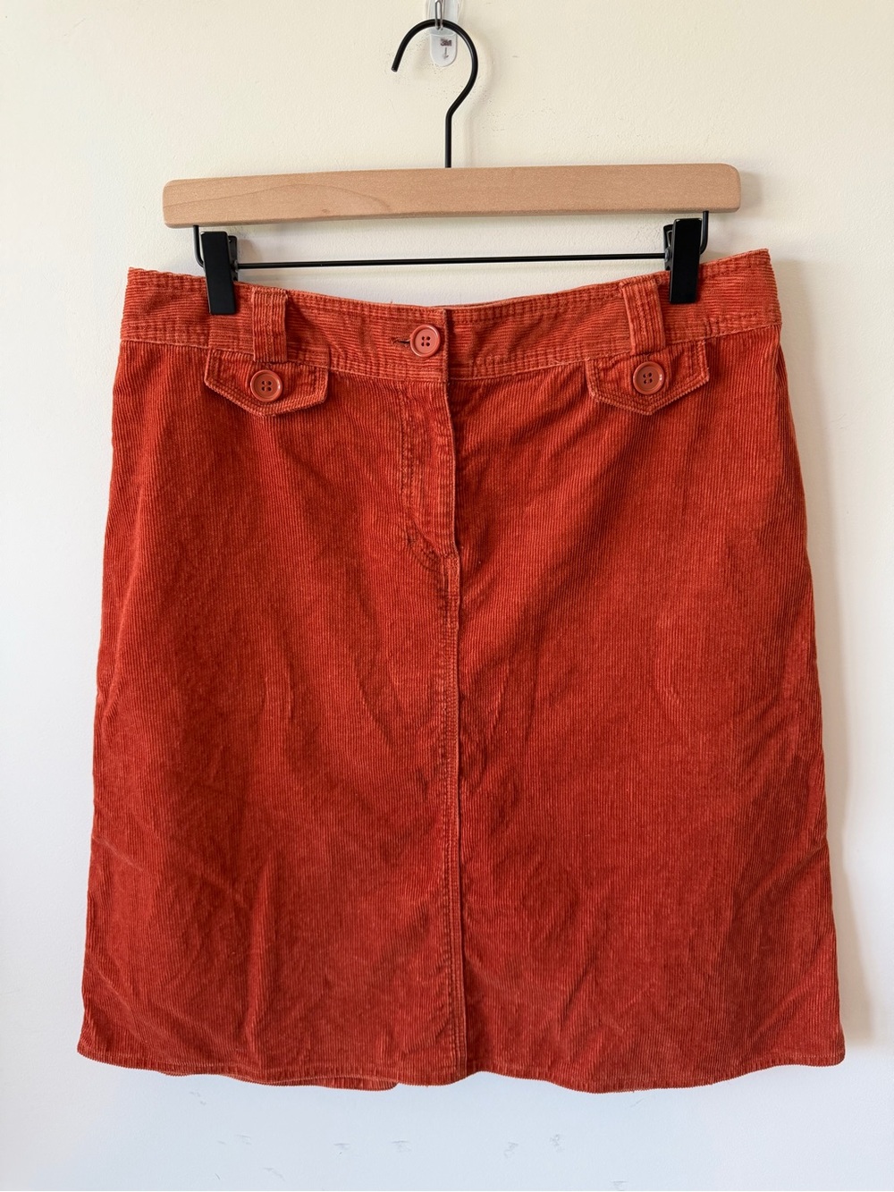 H&M Women's Burnt Orange Corduroy A-Line Skirt 100% Cotton